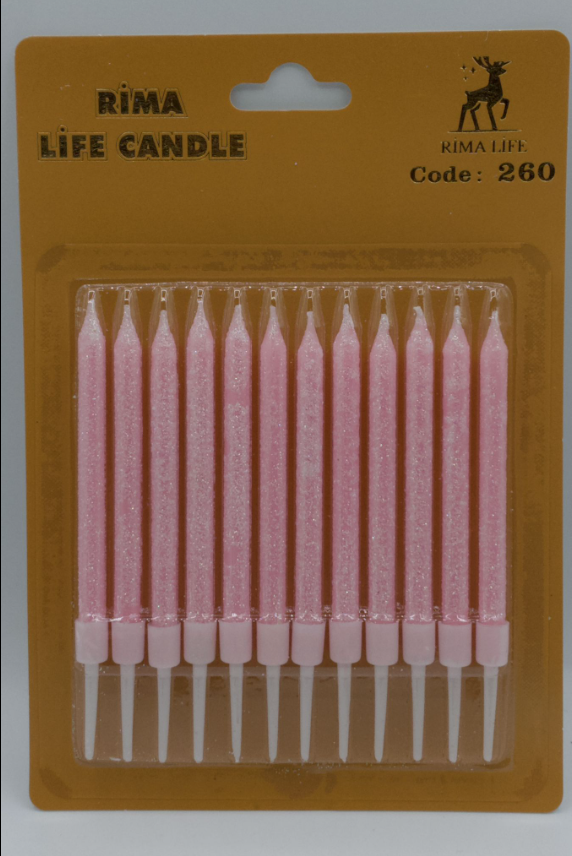 Pembe Simli Doğum Günü Mumu 12 Lı Kod: 260